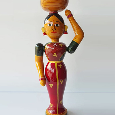 "Etikoppaka Wooden Woman with pot on head Code-A-41 - Click here to View more details about this Product